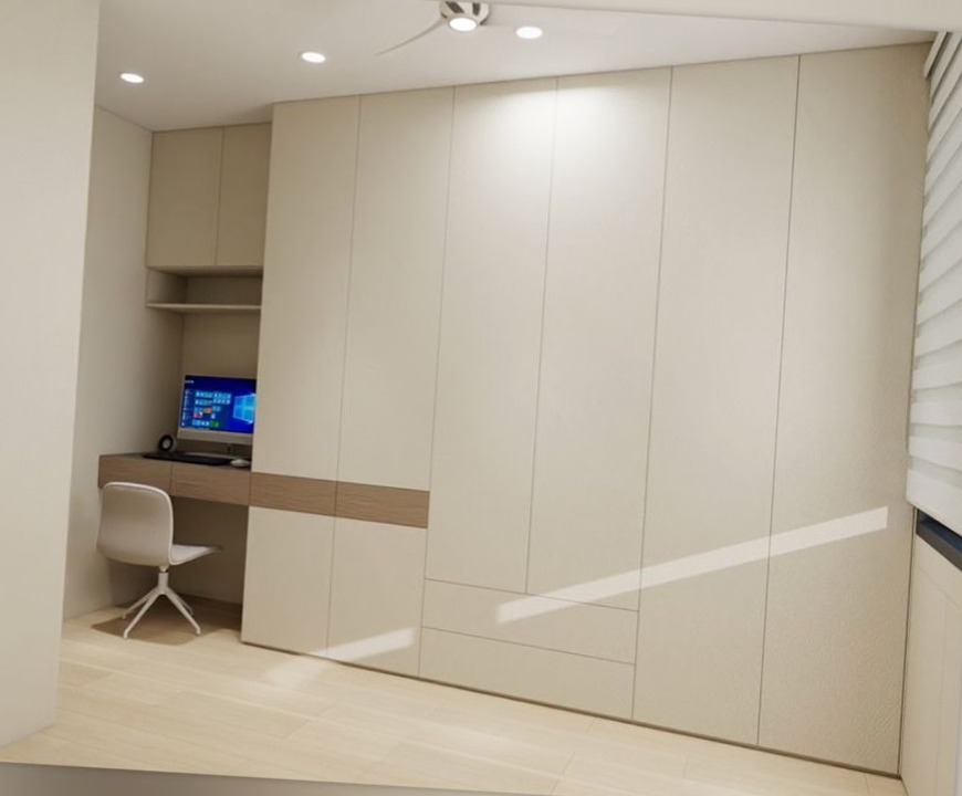 Study — desk, wardrobe, workspace