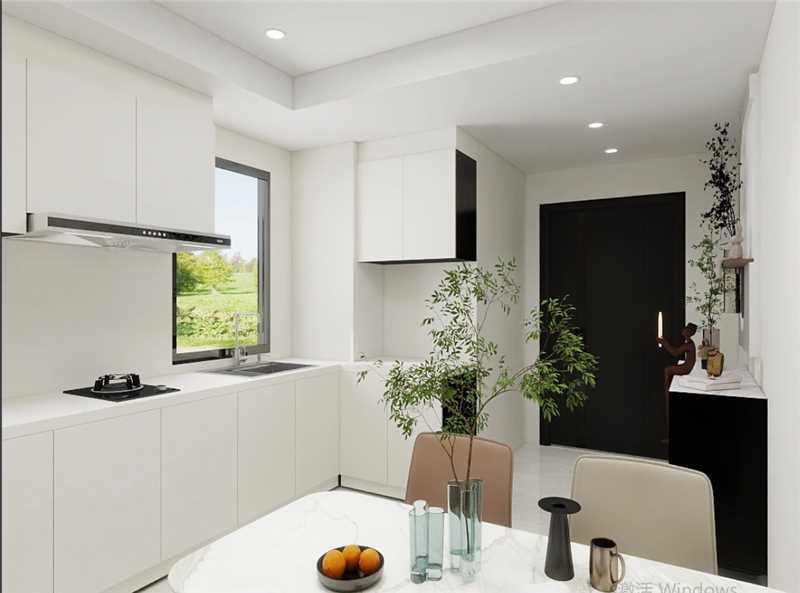 Kitchen & dining — marble table, soft daylight