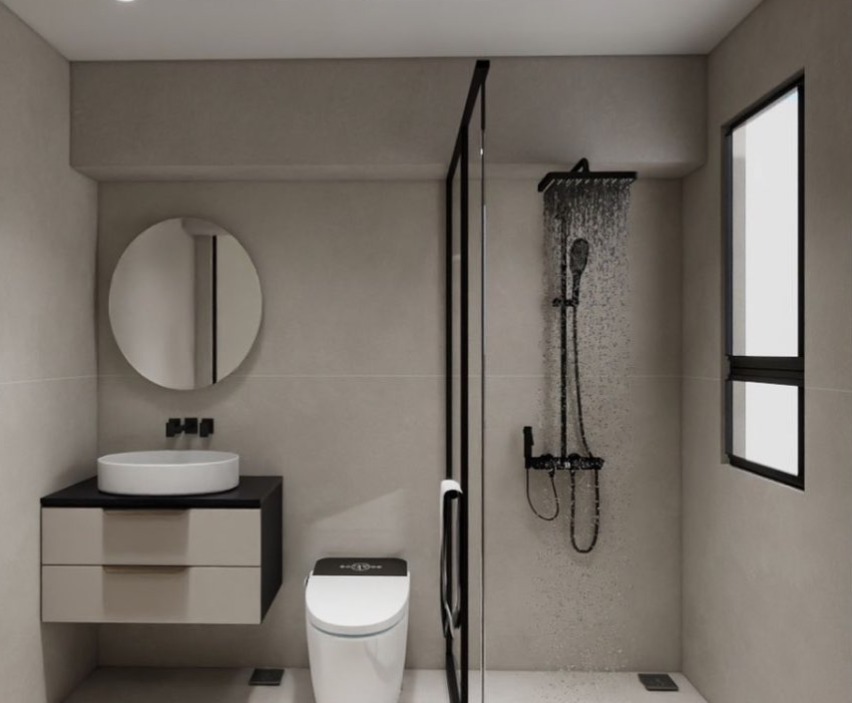 Master bath — vanity & rain shower