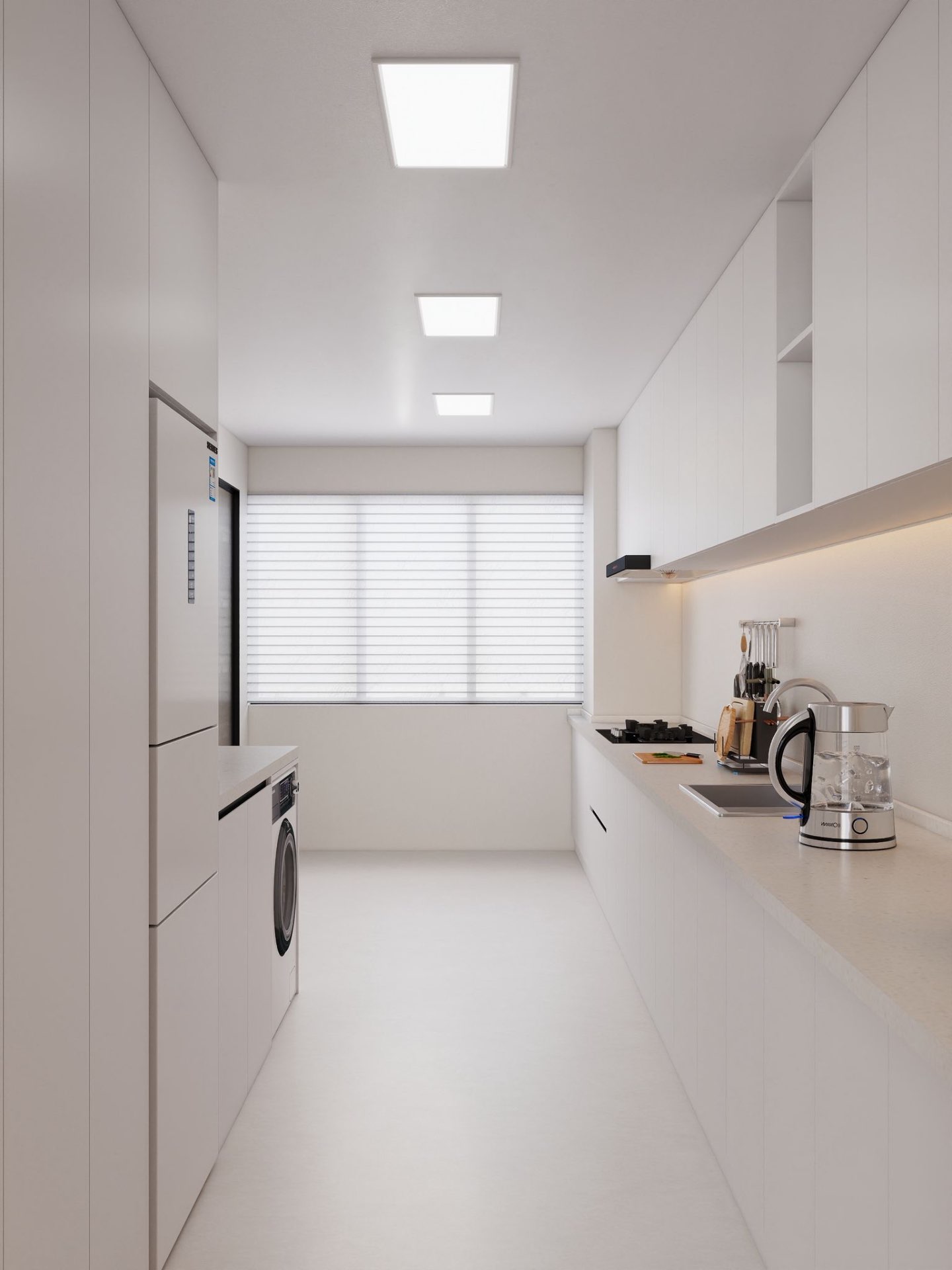 Kitchen — full galley, hood & countertop
