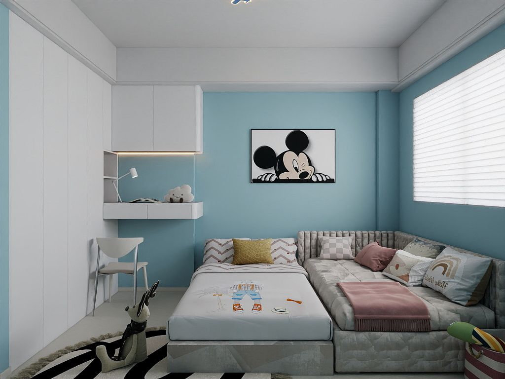 Children's room — daybed, lounge & Mickey art