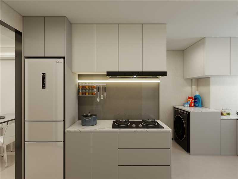 Kitchen — marble counter, hood & appliances
