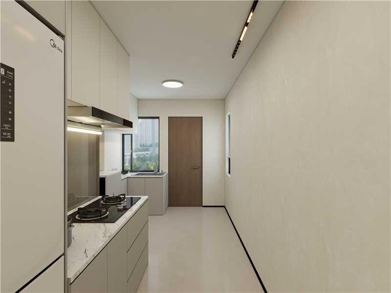 Kitchen — full galley with prep counter