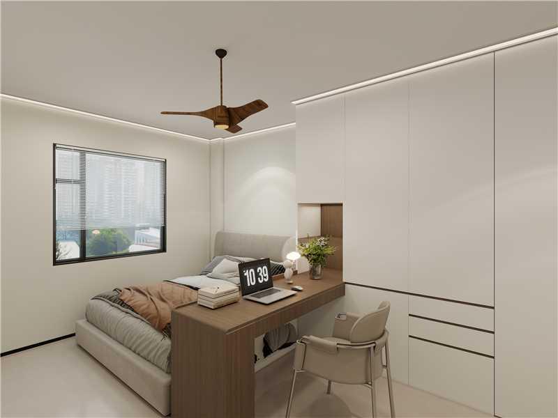 Primary bedroom — built-in desk & wardrobe