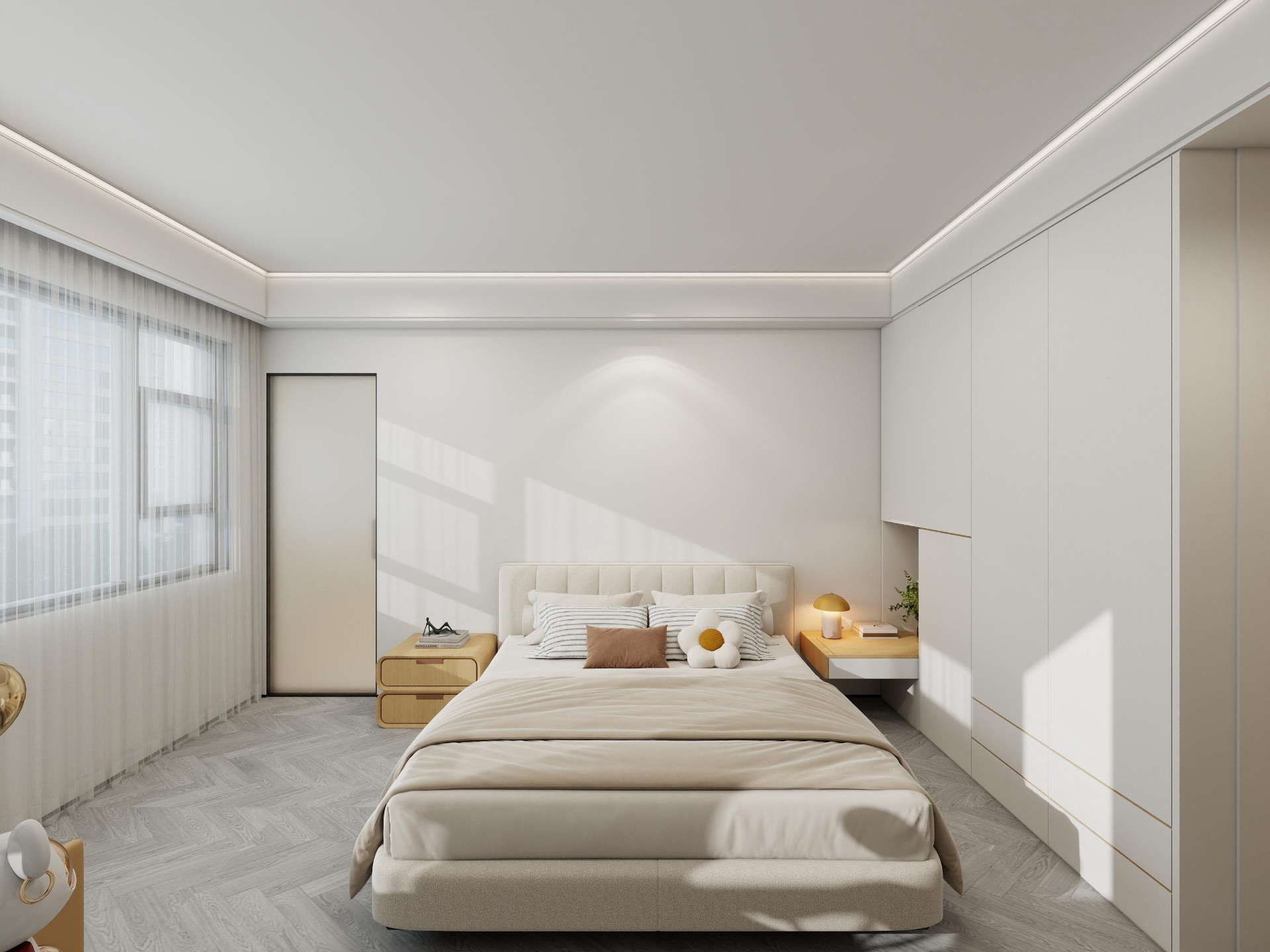 Primary bedroom — soft daylight