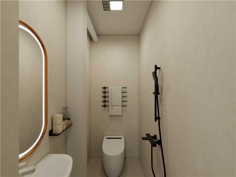 Bath — backlit mirror, towel rail & rain shower