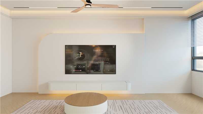 Living — arched feature wall & floating console