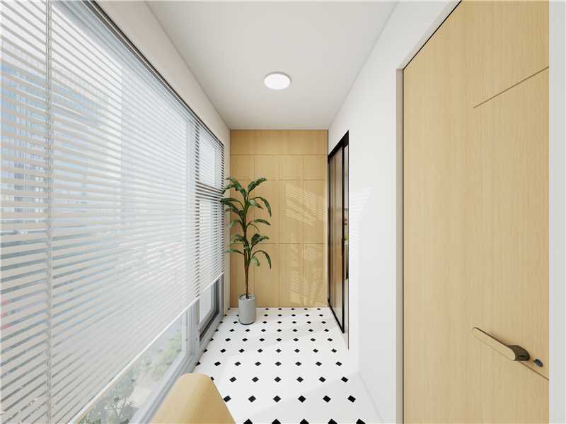 Service yard — tiled floor & blinds