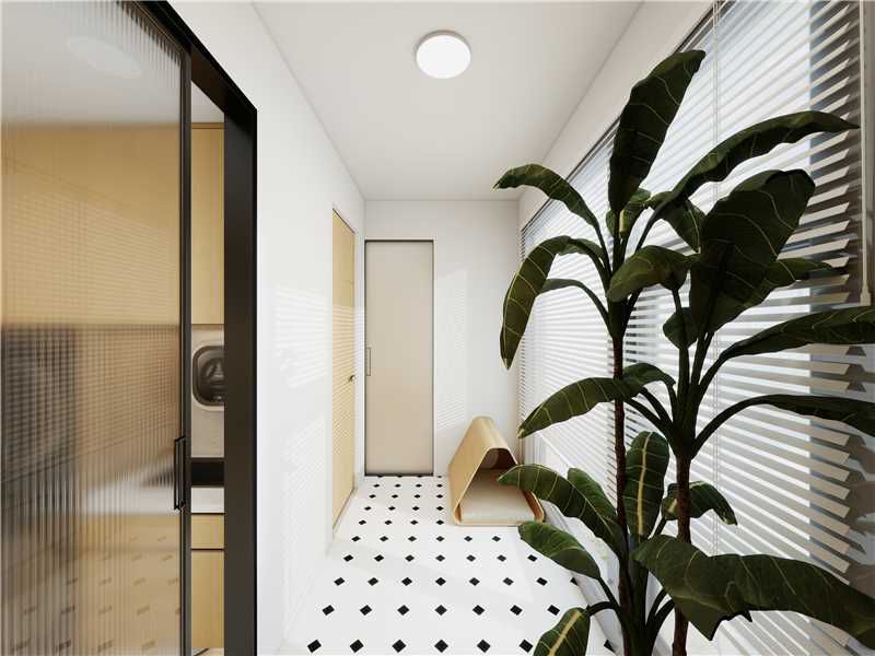 Service yard — washer & banana plant