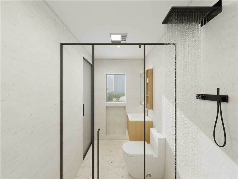 Master bath — black-frame shower