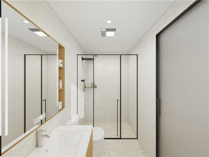 Master bath — mirror, vanity & shower